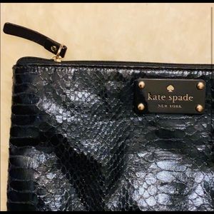 New - Kate Spade Black Crocodile Pattern Clutch